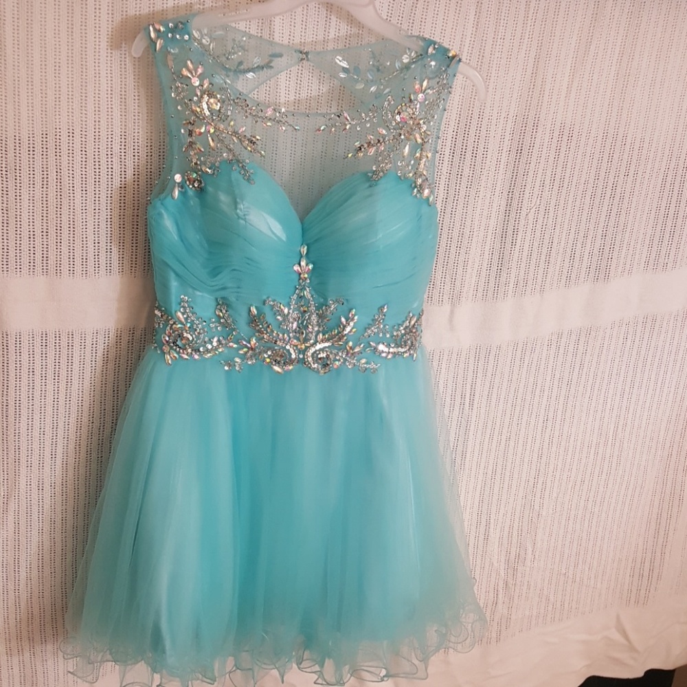 Baby blue Rhinestone and Tulle formal dress